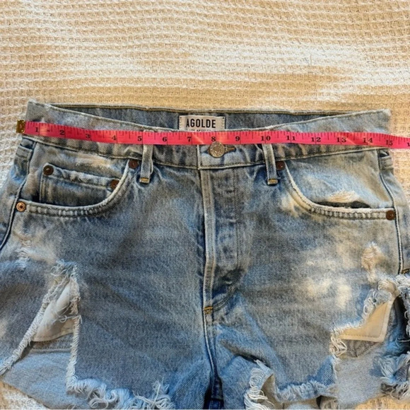 AGOLDE Womens Jaden High Rise Cut Off Shorts 27 Light Wash Destroyed A038-I-811 - Picture 8 of 9